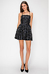 ACE CLUB E.V.E. Black Sequin Floral Lace-Up Mini Dress