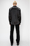 ACE CLUB Rhinestone Collar & Cuff Long Sleeve Shirt – Black