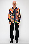 ACE CLUB Tiger & Lion Rhinestone Long Sleeve Shirt