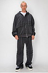 ACE CLUB Logo Emboss Panel Wide Jogger Pants - Charcoal