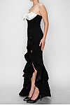ACE CLUB E.V.E. Black Contrast Petal Bust Ruffle Maxi Dress