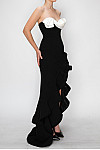 ACE CLUB E.V.E. Black Contrast Petal Bust Ruffle Maxi Dress