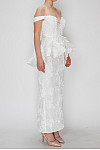 ACE CLUB E.V.E. White Off-Shoulder Embroidered Lace Peplum Maxi Dress