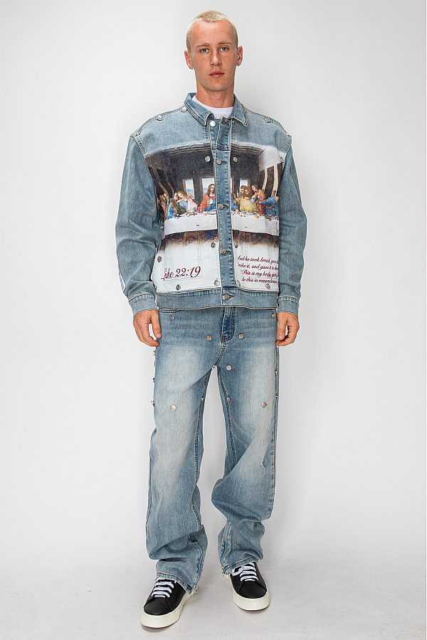 ACE CLUB Last Supper Detachable Layer Denim Jacket