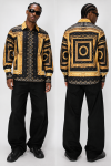 ACE CLUB Gold Frame Rhinestone Long Sleeve Shirt