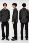 ACE CLUB Rhinestone Collar & Cuff Long Sleeve Shirt – Black