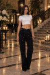 ACE CLUB E.V.E. Black Scattered Pearl Wide-Leg Jeans