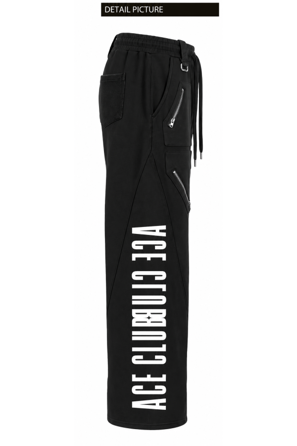 ACE CLUB 3D Detail Barrel Pants – Black