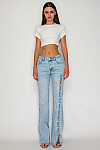 ACE CLUB E.V.E. Light Wash Pearl Button Side-Slit Jeans ACE CLUB E.V.E. Light Wash Pearl Button Side-Slit Jeans