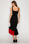 ACE CLUB E.V.E. Black & Red Asymmetric Rosette Midi Dress