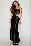 ACE CLUB E.V.E. Black Embellished Cutout Draped Satin Maxi Dress