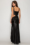 ACE CLUB E.V.E. Black Embellished Cutout Draped Satin Maxi Dress