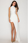 ACE CLUB E.V.E. White Sculpt Halter Asymmetric Mini Dress
