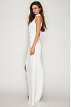 ACE CLUB E.V.E. White Sculpt Halter Asymmetric Mini Dress