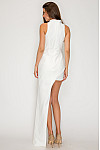 ACE CLUB E.V.E. White Sculpt Halter Asymmetric Mini Dress