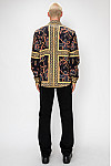 ACE CLUB Belt & Chain Pattern Long Sleeve Shirt – Black/Gold